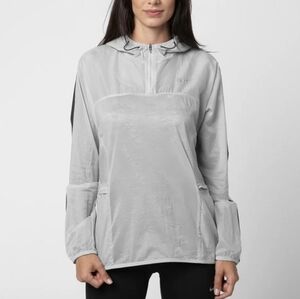NIKE Womens Transpatent Grey Running Hooded Jacket Windbrealer Lighweight XL
